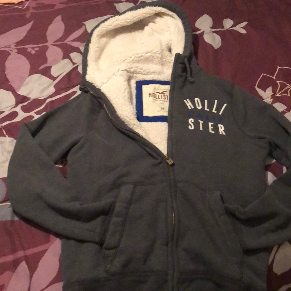 Hollister fleece lined zipper hoodie